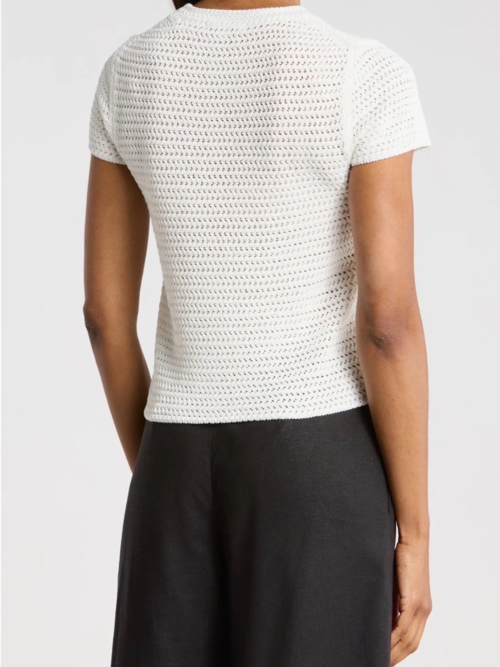 NWOT! Cotton Crochet Crewneck T-Shirt - Picture 2 of 8